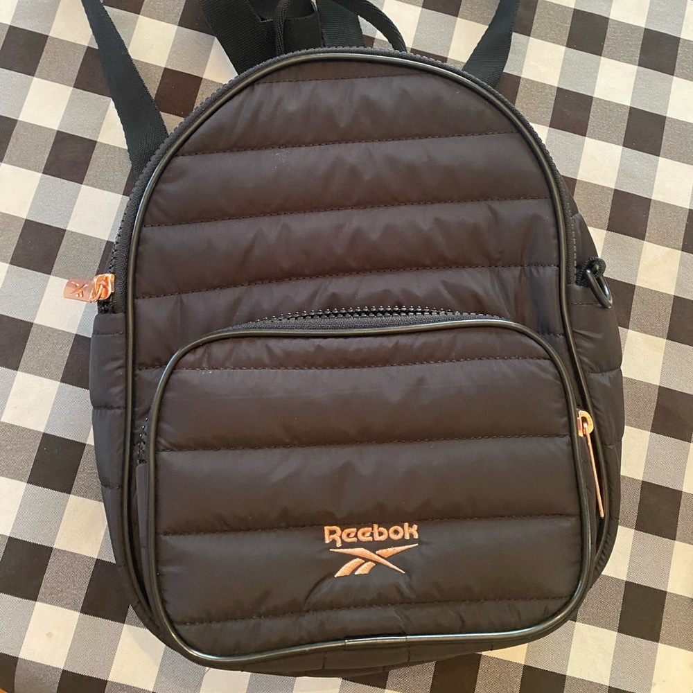 Reebok Mini Backpack Black with Rose Gold Accents